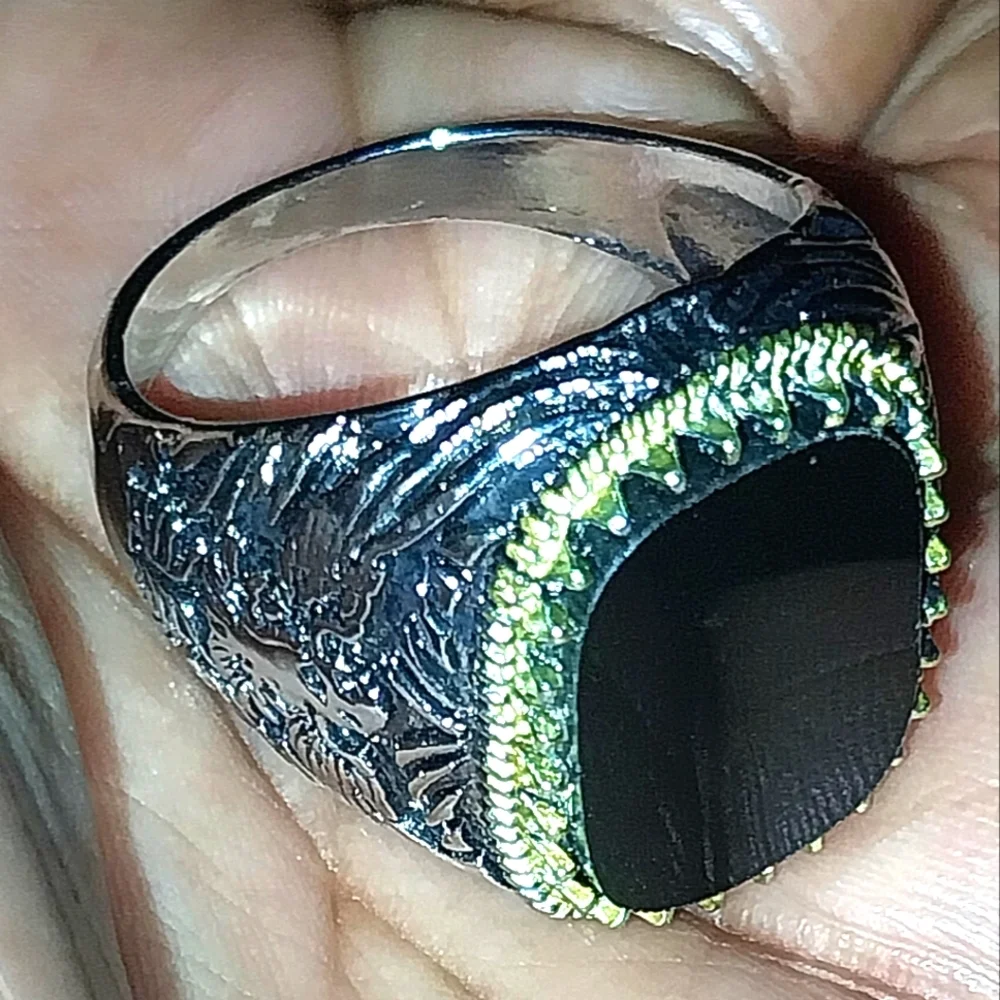 Retro Silver Gold and Black Men's Ring Sz 12 - Picture 7 of 9